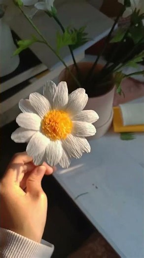 Make a daisy flower from crepe paper 🌼
