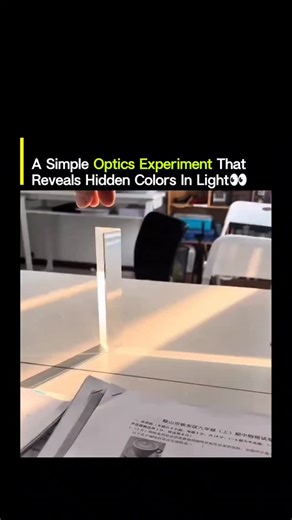 🐥🌻 on Instagram: "This experiment demonstrates the science behind white light and reveals that it is actually a mixture of many colors. When a beam of white light enters a glass prism, it slows down and bends through a process known as refraction. Because each color has a different wavelength, each one bends by a different amount as it passes through the glass—red light bends the least, while violet bends the most. As the light exits the prism and refracts again, these differences spread the c