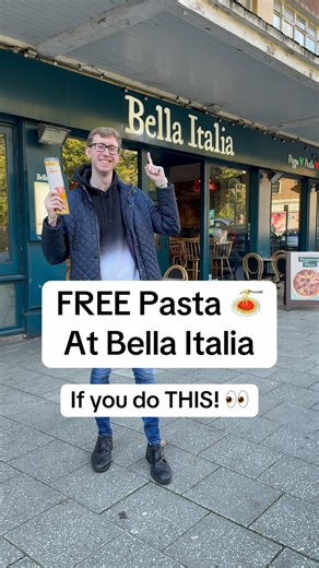 Jordon Cox - Britain’s Coupon King on Instagram: "FREE pasta if you do THIS 👀👇🏻 Head to a supermarket (or look through your shelves), for an unopened pack of pasta. If you take it to a Bella Italia restaurant on Wednesday 15th October - you can choose any pasta dish on the main menu to eat for free! The pasta you bring in is donated, and you can grab a meal (that could be as much as £20 a dish) for free. You can do this on tables of up to 6 people - but each person needs a pack of pasta, for 