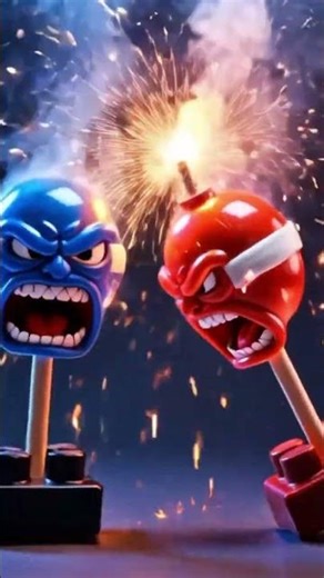 Firework Lollipop Battle! 🔥 3D Cartoon Horror Comedy Explosion Scene