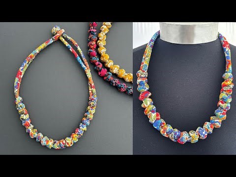 Amazing Fabric Necklace / Easy Fabric Necklace Making | Sewing Hacks, Fabric Tricks, Colar de tecido