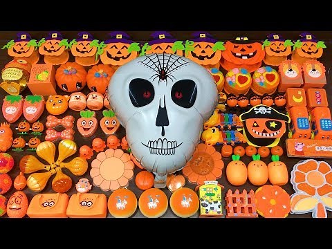 Halloween Orange Slime | Mixing Random Things into Slime | Slimesmoothie Satisfying Slime Videos 146