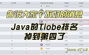 告诉大家个不好的消息，java的Tiobe排名掉到第四了