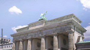 Brandenburg Gate in Berlin, Germany. Brandenburger Tor on Pariser Platz. Historical landmark for tourists. Popular tourism destination in Germany.