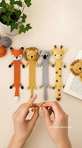 Aesthetic Crochet Animal Bookmarks: DIY Fox, Lion, Koala & Giraffe