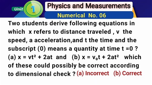 Two students derive following equations in which  x refers to distance traveled, v  the speed, a acc