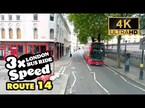 LONDON BUS RIDE 3x Speed, 14, Putney Heath to Hyde Park Corner Sta, Tour in Diorama-like London, 4K