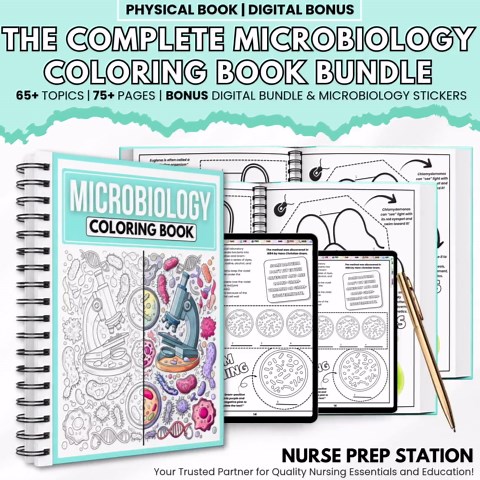 Microbiology Coloring Book for Nursing Students | Lab Techniques, Bacteria & Viruses | 75  Pages Physical Book   Free PDF Gift - Etsy