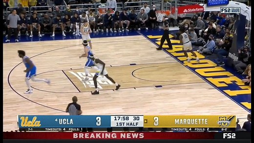 4.4K views · 447 reactions | Jaime Jaquez Jr. totaled 24 points and 12 rebounds as the No. 4-ranked UCLA men's basketball team cruised past Marquette, 67-56, in a non-confernece contest in Milwaukee (at Fiserv Forum) on Saturday evening. The Bruins improved to 8-1, overall, with Saturday's win. | UCLA Men's Basketball | Facebook