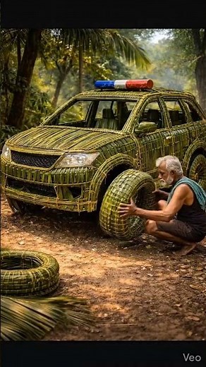 Sirf Hari Pattiyon se Police Car! 😳 100% Handmade in Village 🌿