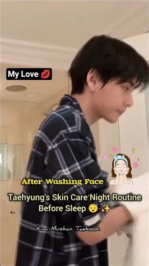 Taehyung's Bed Time Routine And Care 💋✨ #taehyung #kimtaehyung #ytshorts #shorts #viral #skincare