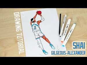 How to draw NBA players dunking / How to draw Shai Gilgeous-Alexander / Oklahoma City Thunder
