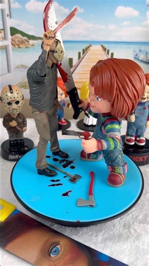 Chucky vs. Jason, a Child’s Play bloodbath. #chucky #jason #horror #figures #80s ￼￼