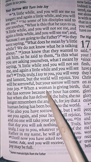 John 16:20-22 Your sorrow will turn into joy. Your heart will rejoice & no one will take your joy
