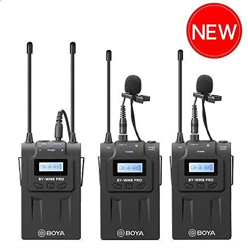 Updated Version--BOYA BY-WM8 Pro-K2 UHF Wireless Lavalier Microphone System with LCD Screen
