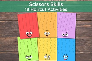 Preschool Scissor Skills Haircut Activity, Cutting Worksheets, Fine Motor Activity, Cutting Strips, Scissors Worksheets, Scissors Practice - Etsy