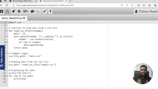Lesson 6.6 - Reading CSV Files