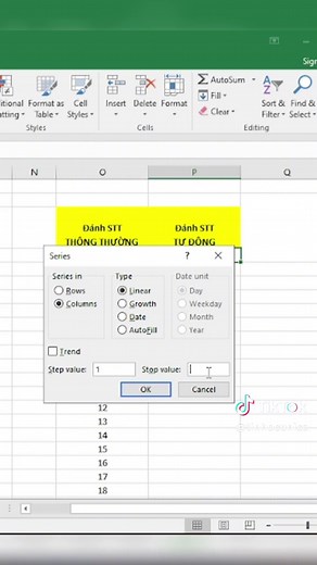 Cách đánh STT tự động trong Excel