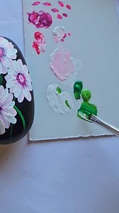 14K views · 338 reactions | Easy way to Paint Flowers with long Brush  Materials Used: ♡ For Flowers ◇ Acrylic Paints: ○ White ○ Pink ○ Purple ◇ Brushes: ○ Size 0 No. Long Brush ♡ For Leaves : ◇ Acrylic Paints: ○ Light Green ○ Dark Green ◇ Brushes: ○ Size 1 No. Flat Brush | Little Rocks | Facebook