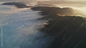 Early Morning Aerial Footage of a Sea of Clouds