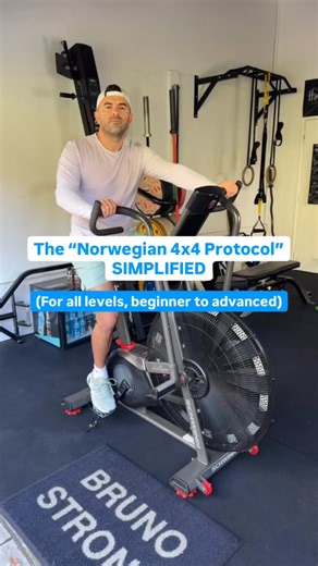 Ben Bruno on Instagram: "Here’s an awesome cardio workout that I use both myself, and with my clients of all levels. I admittedly hate cardio, but I know it’s important for health, performance, fat loss, longevity…yada yada yada. So I try my best to be consistent with it; but if I’m honest, I often find excuses to skip it. That’s why I’m always looking for simple new cardio protocols to keep things fresh. If that’s you too, this “Norwegian 4x4 Protocol” definitely fits the bill for an effective