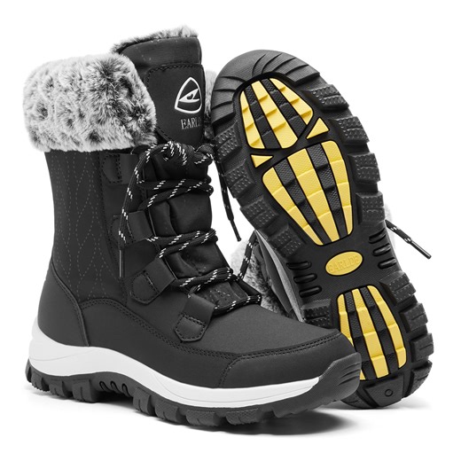 Women’s Snow Boot With Waterproof Lace Up Mid-Calf Outdoor Winter Deep Tread Rubber Sole