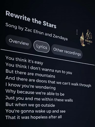 Rewrite The Stars - Zac Efron Lyric Video