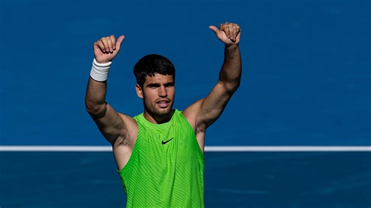 Carlos Alcaraz and Roger Federer get into the swing of things at the Australian Open