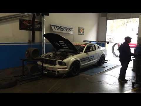 Mustang NASA AIX racecar with 358ci Roush/Yates NASCAR Cup engine on dyno at TMS