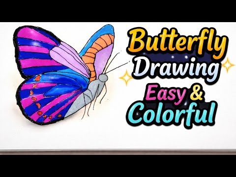 Easy And Beautiful Butterfly Drawing|Colorful Art Tutorial|Stunning Butterfly Drawing looks So Real