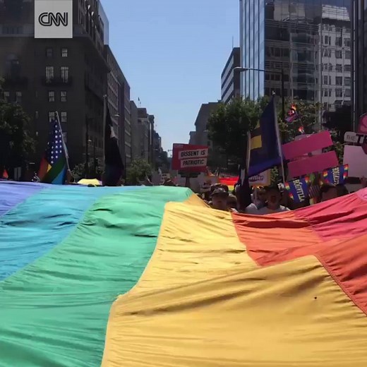 Crowd goers sing "The Star Spangled Banner" at the Equality March for Unity and Pride in DC http://cnn.it/2sQvITZ | CNN