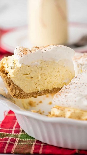 13K views · 93 reactions | ’Tis the season for eggnog! This eggnog pie is the perfect no bake dessert for the holiday season! On my site search “eggnog pie” or click the link in my bio @beth_thefirstyear #eggnog #pie #nobake #christmasrecipe #christmastreats #christmasdessert https://thefirstyearblog.com/eggnog-pie/ | The First Year | Facebook