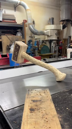 Some of the tufted deadblow assembly process • A lot more goes into making one of these than one might think…. After 3d designing this from scratch, prep all the wood blanks and then 3d CNC carve all the components using a combination of 3 and 4 axis operations. A bookmatched ash handle, a butcher blockish hickory head, walnut head inserts & wedge, 200 stainless ball bearings set into the head and lastly some polished brass hardware driven into some threaded inserts. | Nicholas Berchtold