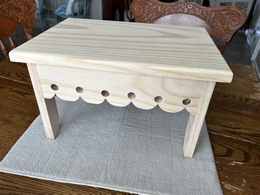Handmade Pine Step Stool With Scalloped Trim Design - Unfinished Wood - Etsy