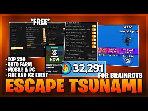 [🔥🧊 EVENT] Escape Tsunami For Brainrots Script – NO KEY | FIRE VS ICE | AUTO TOWER | GOD MODE V3 |