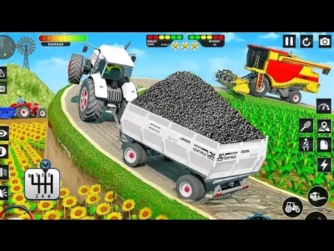 🚜 Real Tractor Driving Game || Farming Simulator Android Gameplay Tractor Trolley 😱
