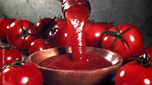 Splashes of tomato sauce. Filmed on a high-speed camera at 1000 fps. High quality FullHD footage
