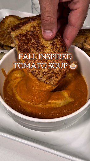 Fall Inspired Tomato Soup 🍜🧡 #growyourown #fallrecipes #fallsoup #tomatosoup #fallweather #comfortfoods #souprecipe #grilledcheese #coldweather #nutritious #healthyrecipes #homemaderecipe #homemadesoups #fbreels #reels2025 #explorepage | Growyourownlives