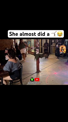 She was bout to TURN UP then changed her mind 🤸🏾😂#clubs #barlife #flips