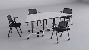 Foldable Conference Room Table, Combinable Trapezoidal Conference Table, Mobile Flip Top Training Table, Computer Desk, Modern Meeting Table with Silent Wheels, Room Table for Office Training
