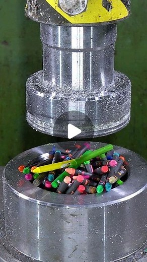 Hydraulic Press Channel | Crushing Crayons and Balls With Hydraulic Press 🤩 #hydraulicpress #crushing #satisfying #viral | Instagram