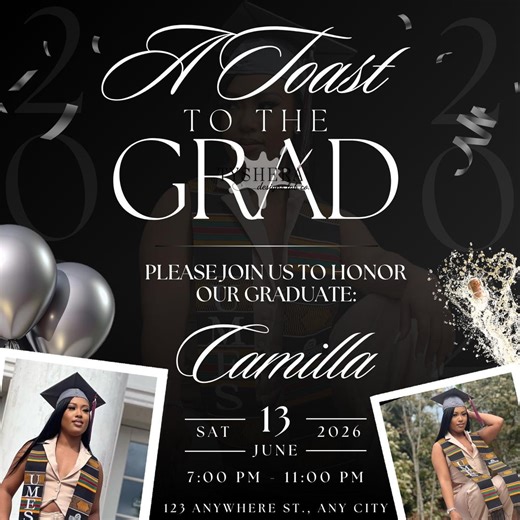 Graduation Party Invitation Canva Template - Etsy