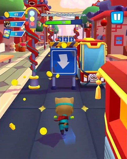 Talking Tom Hero Dash Super Ginger Slide Under 10 Obstacles in One Run Funny Race Android Gameplay