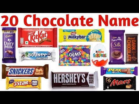 20 चॉकलेट के नाम | 20 Chocolate Names in English with Pictures & Sounds for Kids Learning
