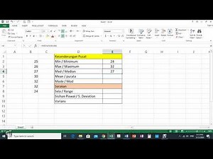 Tutorial Statistik Deskriptif dengan Excel - Min, Med, Mod, Sisihan Piawai ( Dr Bulat)