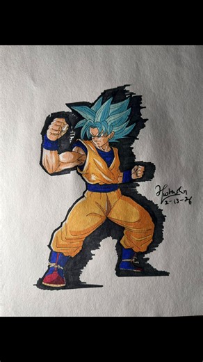 Drawing SSJ Blue Goku in Dragon Ball Super