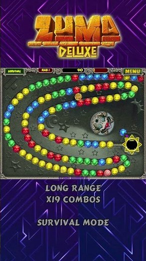 Zuma Deluxe | Creating High Combos in 60 Seconds or Less - Long Range [x19 Combos]