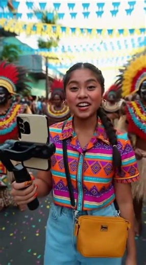 Kalibo during the Ati-Atihan Festival, Filipino dancers with dark face