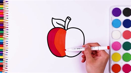 Fun apple coloring for kids and toddlers