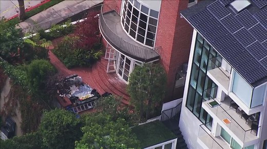 Aerial view over Nancy and Paul Pelosi's house